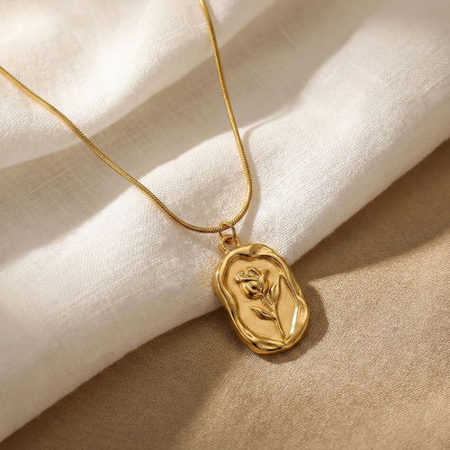 Vintage Rose Emblem Necklace