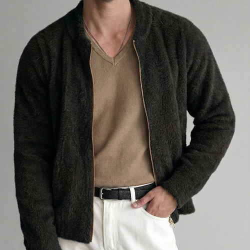 black Faux Fur Bomber Jacket